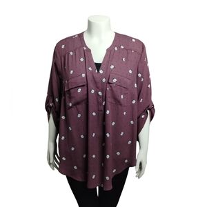 Torrid Womens Pug Dog Harper Georgette Loose Tunic Top size 3X 22/24 Flowy Comfy